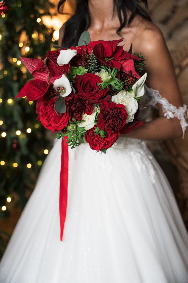 Bouquet de mariée rouge et blanc